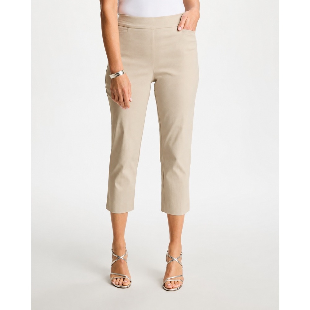 Chicos So Slimming Brigitte Slim Leg Crop Basic Pants Sand Tan Size 1 US 8 NEW